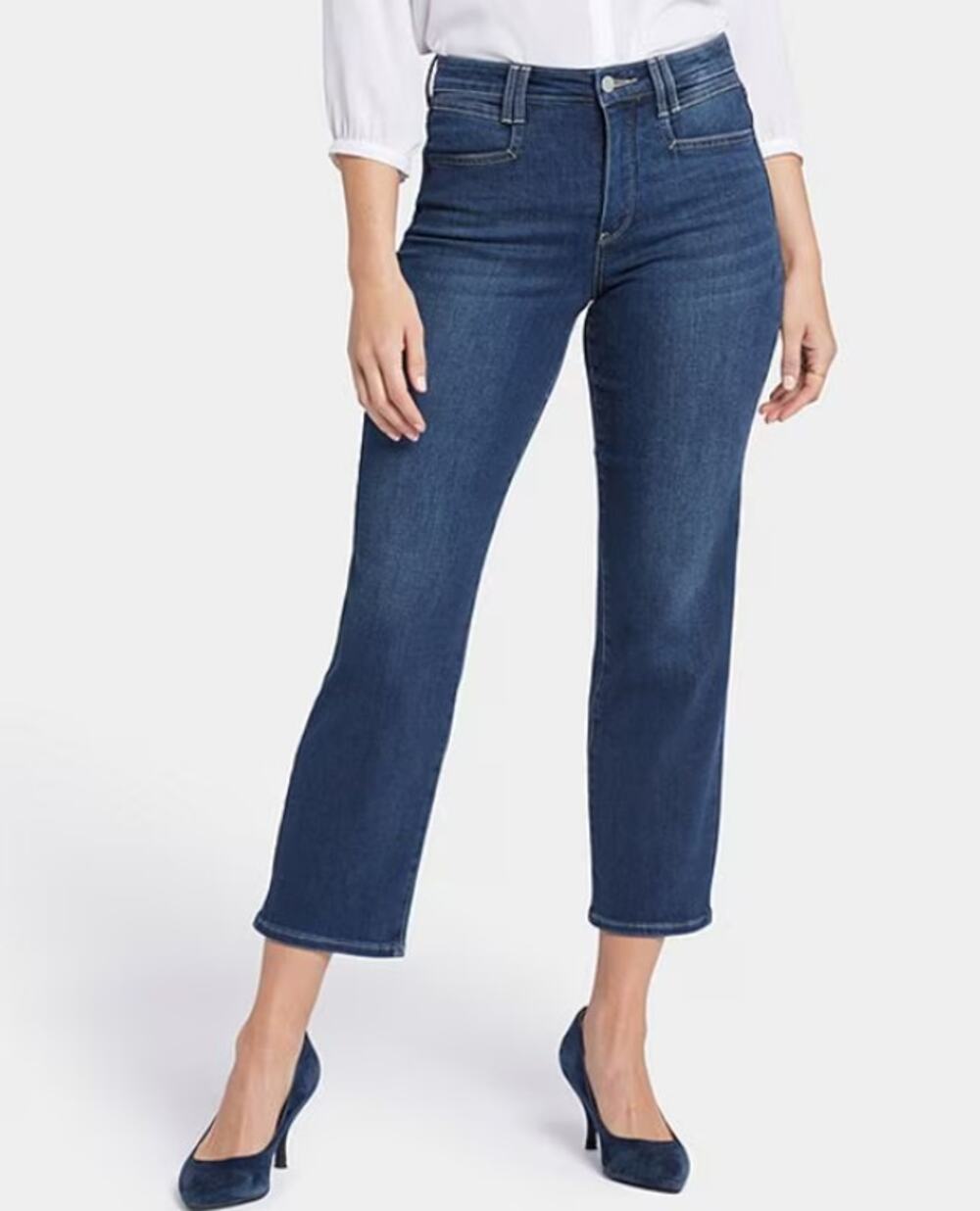 NYDJ Womens Straight Ankle Jeans Size 8 Blue Wonderland Relaxed NWT